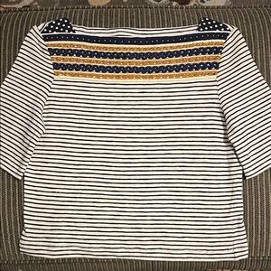 Tory Burch Navy and White Striped Top